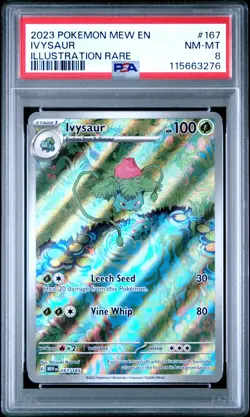 PSA 8 Ivysaur 167/165 Illustration Rare Pokemon TCG Scarlet & Violet 151 - Image 1