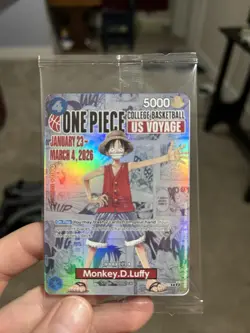 One Piece Monkey.D.Luffy College Basketball US Voyage Promo Card RARE - SEALED - Image 1