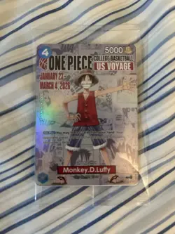 One Piece Monkey.D.Luffy College Basketball US Voyage Promo Card RARE - SEALED - Image 2