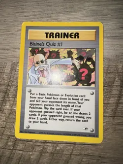 Blaine’s Quiz #1 | Gym Challenge WOTC 2000 | Trainer | Vintage Pokemon Card LP - Image 1