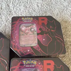 Pokemon TCG Team Rocket Tin (NEW) SEALED Mewtwo Lot Of 3 Tins - Image 4