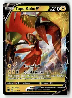 Tapu Koko V 050/163 Holo V Rare Battle Styles Pokemon Holo Near Mint - Image 1