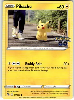 Pikachu (27) Common Pokemon GO 027/078 LP - Image 1