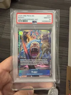2025 One Piece Card Game 2nd Anniversary Buggy #051 English Foil PSA 10 - Image 1