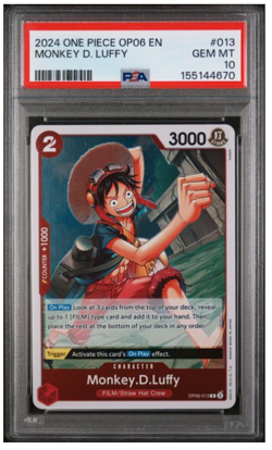 Monkey D. Luffy 2024 One Piece OP06 EN #013 Foil OP06-013 PSA 10 Gem Mint - Image 1