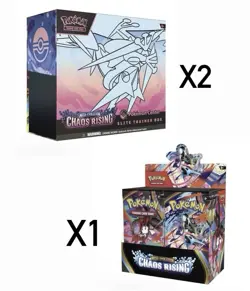 PRESALE Pokemon Chaos Rising Booster Box + 2x Chaos Rising Pokemon Center ETB - Image 1
