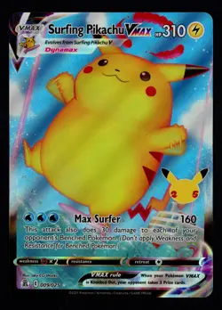 Surfing Pikachu VMAX 009/025 Celebrations Ultra Rare Pokemon TCG - Image 1
