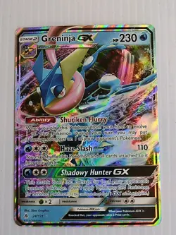 Pokemon TCG Greninja GX Ultra Rare Holo SM-Forbidden Light 24/131 - Image 1
