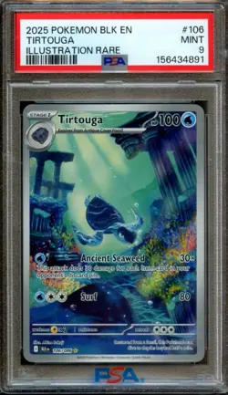 2025 Pokemon Black Bolt Tirtouga #106/086 Illustration Rare PSA 9 - Image 1