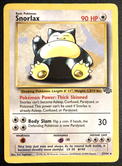 Pokemon Snorlax 27/64 Jungle Set Non Holo Unlimited Rare WOTC TCG - Image 1