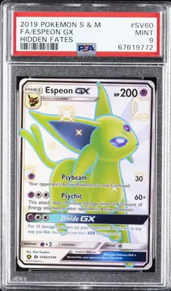 2019 POKEMON SUN & MOON HIDDEN FATES #SV60 FULL ART/ESPEON GX PSA 9 - Image 1