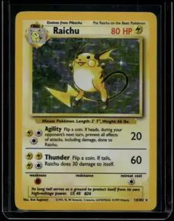 Pokemon TCG Raichu 14/102 Base Set Holo Rare LP - Image 1