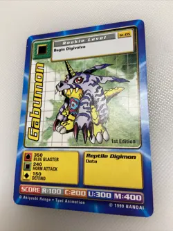 Gabumon St-05 Rookie 1st Edition Unlimited Digimon CCG 1999 Bandai Toei Card - Image 1