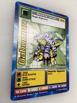 Gabumon St-05 Rookie 1st Edition Unlimited Digimon CCG 1999 Bandai Toei Card - Image 2