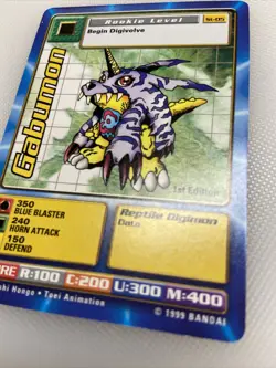 Gabumon St-05 Rookie 1st Edition Unlimited Digimon CCG 1999 Bandai Toei Card - Image 5