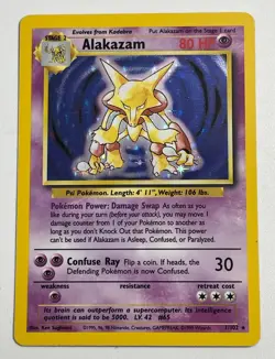 **** Alakazam Holo Rare - Base Set 2 - 1/130 Pokemon Card - LP/NM - Image 1