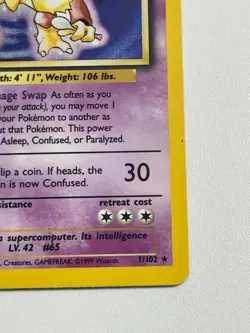 **** Alakazam Holo Rare - Base Set 2 - 1/130 Pokemon Card - LP/NM - Image 5
