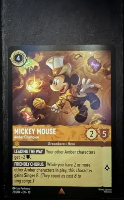 Disney Lorcana TCG Mickey Mouse-Amber Champion Character Card Regular 23/204 EN - Image 1