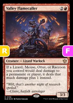 MTG Valley Flamecaller Bloomburrow Rare Creature Lizard Warlock *Foil* NM - Image 1