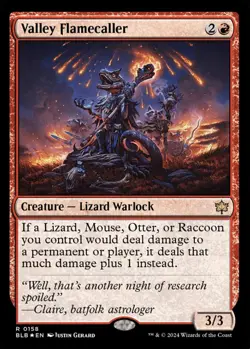 MTG Valley Flamecaller Bloomburrow Rare Creature Lizard Warlock *Foil* NM - Image 2