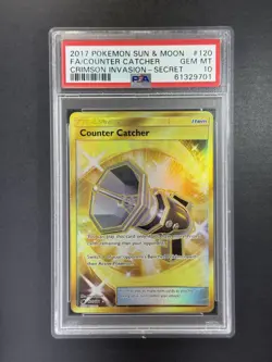 2017 Pokemon Sun Moon Crimson Invasion 120 Counter Catcher Secret PSA 10 - Image 1