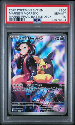 2025 POKEMON SVP EN-SV BLACK STAR PROMO #206 MARNIE'S MORPEKO PSA 10 - Image 1