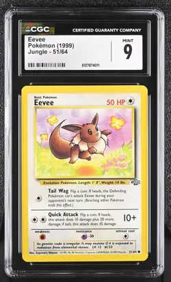 Eevee 51/64 Jungle Pokemon CGC 9 Mint 001 - Image 1