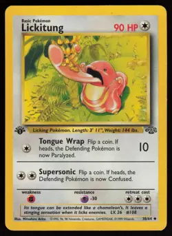 LICKITUNG 38/64 UNCOMMON JUNGLE POKEMON 1ST EDITION LP - Image 1