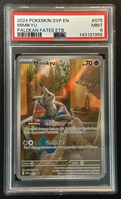 MIMIKYU PSA 9 2024 POKEMON SVP EN #075 PALDEAN FATES ETB MINT 7955 - Image 1