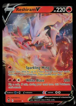 Reshiram V 024/195 Holo V Rare Silver Tempest Pokemon Near Mint - Image 1