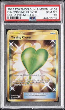 2018 POKEMON SUN & MOON ULTRA PRISM SECRET #168 FULL ART/MISSING CLOVER PSA 10 - Image 1