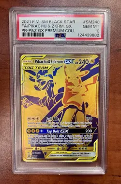 Pokemon SM248 Black Star Pikachu & Zekrom GX PSA 10 - Image 1