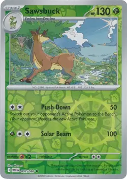 Sawsbuck 007/086 Reverse Holo White Flare WHT English Pokemon Card NM - Image 1