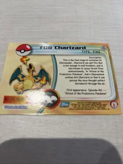 Pokemon Charizard #06 Holo Chrome Card Topps TV Series 1, Blue Logo, 1st Edition - Image 3