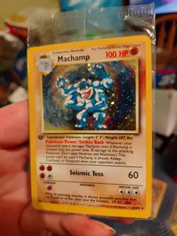 Vintage Machamp 1st Edition Cosmo Holo SEALED W/ Big SWIRL Pokemon Card New Mint - Image 5