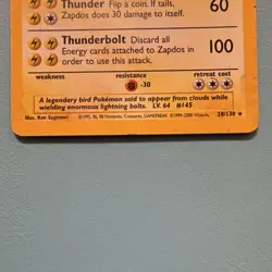 Pokemon Zapdos Fossil Holo Rare 15/62 Basic English Unlimited 80 HP - Image 4