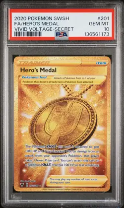 Pokemon Vivid Voltage Hero's Medal 201 PSA 10 - Image 1