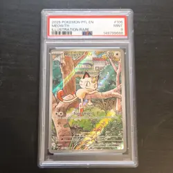 Pokemon TCG Meowth Illustration Rare Holo PSA 9 Me02 Phantasmal Flames #106 2025 - Image 1