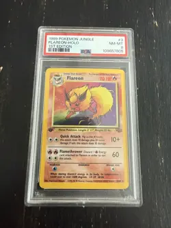 1999 POKEMON JUNGLE #3 FLAREON HOLO 1st EDITION - PSA 8 NM-MT+ - Image 1