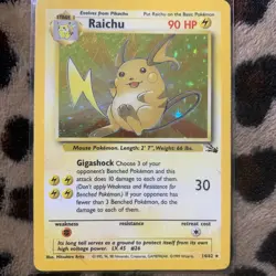 Pokemon TCG Raichu Fossil Holo Rare Card 14/62 - Image 1