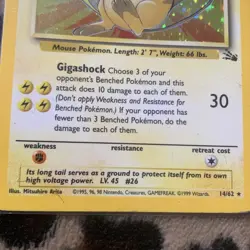 Pokemon TCG Raichu Fossil Holo Rare Card 14/62 - Image 3