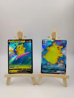 Pokemon Chinese TCG CSDC Surfing Pikachu V/VMAX 021/024 022/024 Holo NM 2 CARD - Image 1