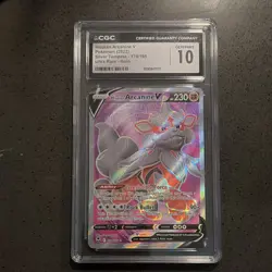 Pokemon TCG Hisuian Arcanine V 179/195 Silver Tempest Ultra Rare Holo CGC 10 - Image 1
