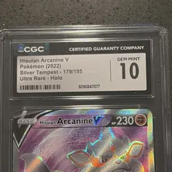 Pokemon TCG Hisuian Arcanine V 179/195 Silver Tempest Ultra Rare Holo CGC 10 - Image 4