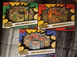 Pokemon Ascended Heroes Mega Feraligatr, Emboar, Meganium, FULL SET Ex Box. - Image 1