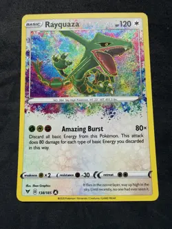 Pokemon Rayquaza Vivid Voltage Amazing Rare Holo Basic 138/185 120HP 2020 - Image 1
