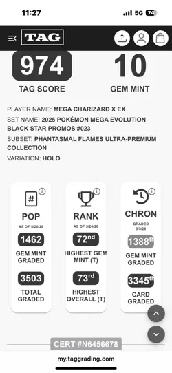 Mega Charizard X EX 023 Me: Mega Evolution Promo Holo TAG 10 Pokemon TCG 2025 - Image 3