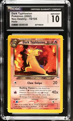 Dark Typhlosion 10/105 Holo Neo Destiny Pokemon CGC 10 Gem Mint - Image 1