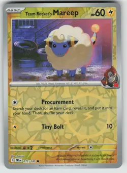 Team Rocket's Mareep 072/182 Common Destined Rivals Pokemon Rev. Holo NM - Image 1