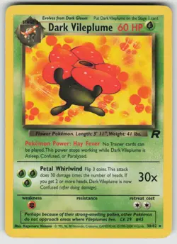 Dark Vileplume 30/82 Rare Team Rocket Pokemon Unlimited Heavily Played - Image 1